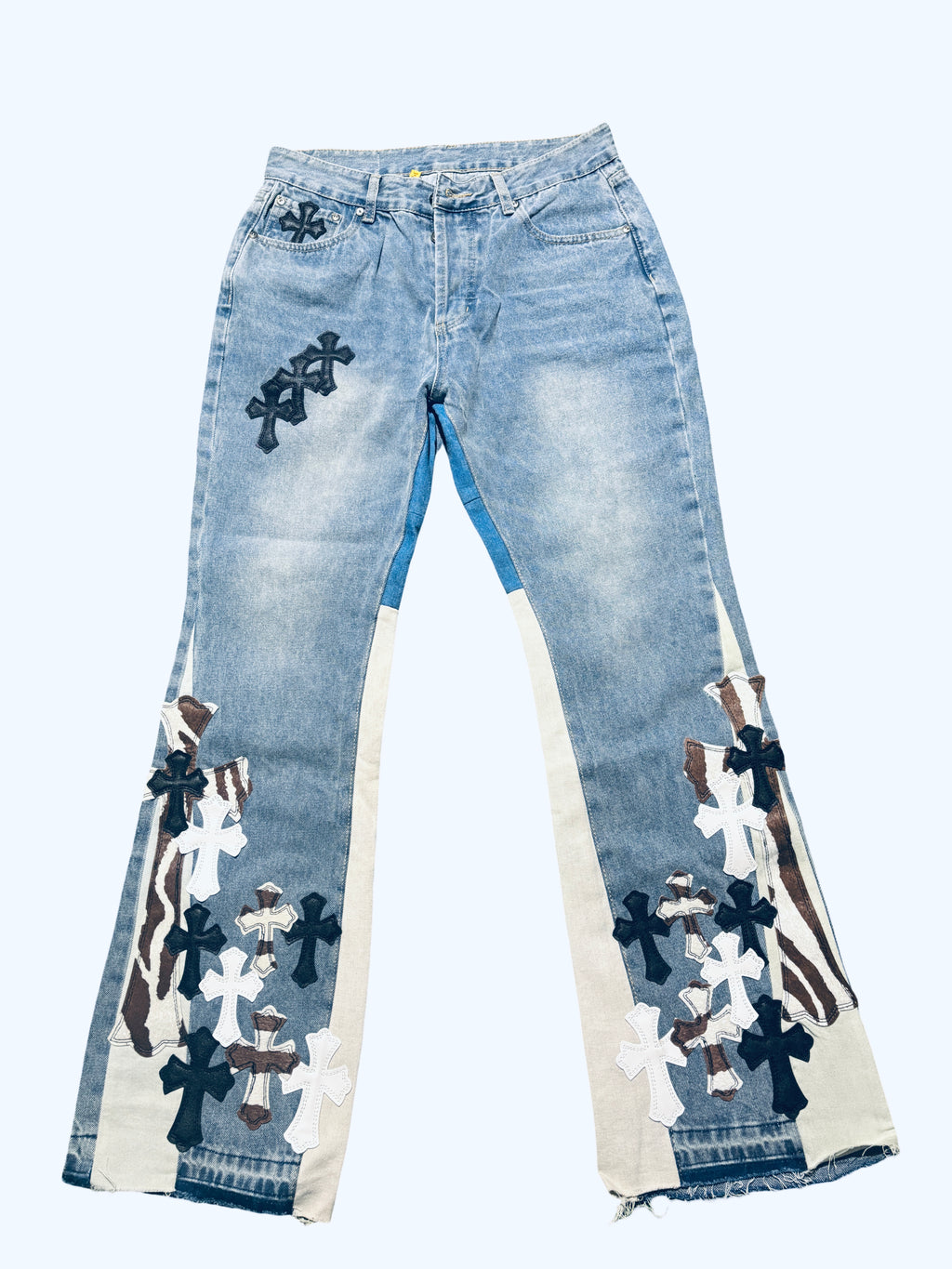 Cross Patch Flare Jeans