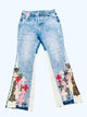 Pink & Leopard Cross Patch Flare Jeans