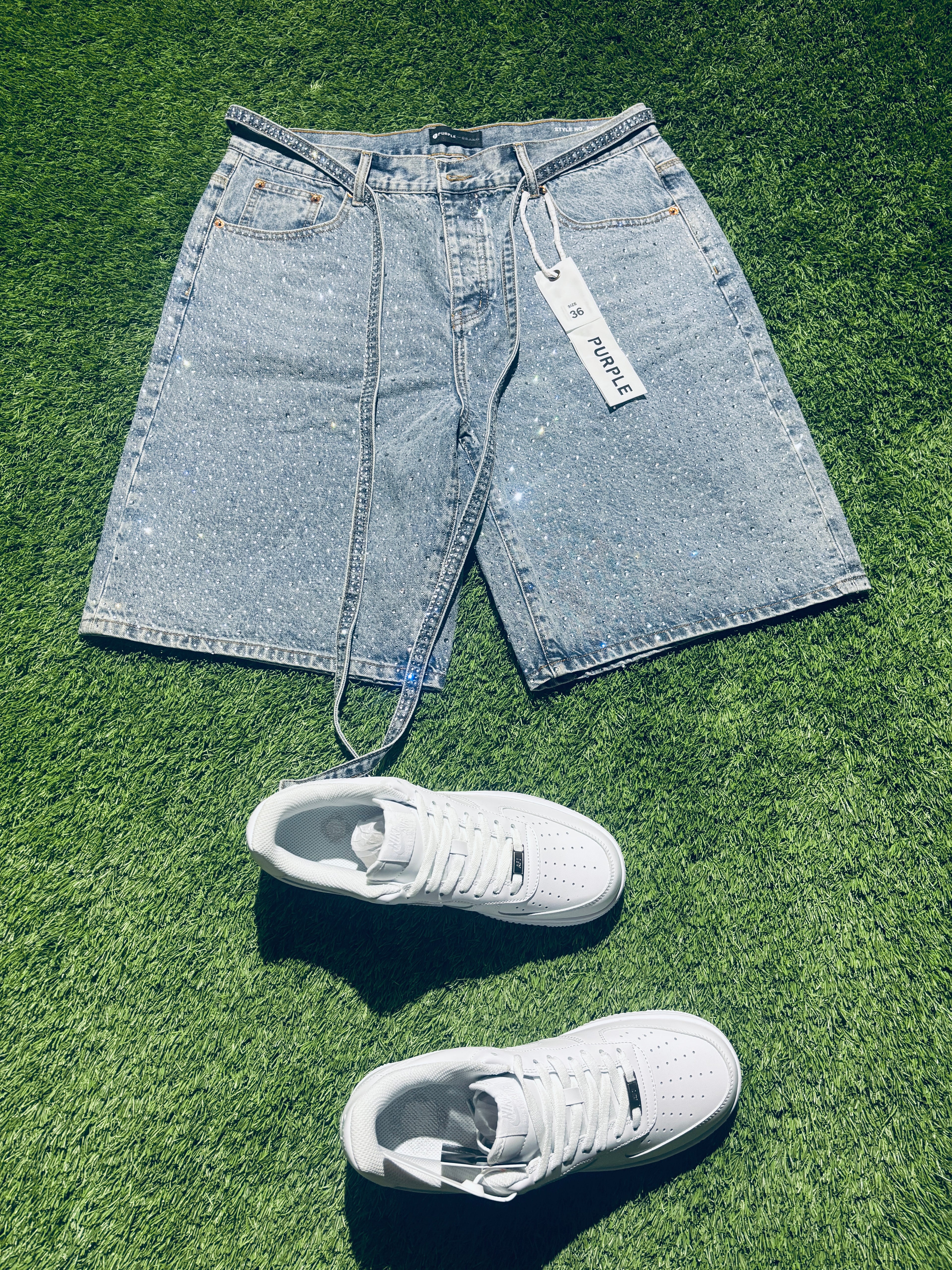 Crystal Fade Denim Shorts