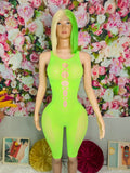 Green Mini Body Suit Fishnet Sleeveless
