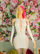 White Mini Dress Fishnet with Sleeves