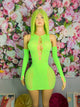 Green Mini Dress Fishnet with Sleeves