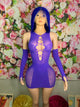 Dark Blue Mini Dress Fishnet with Sleeves