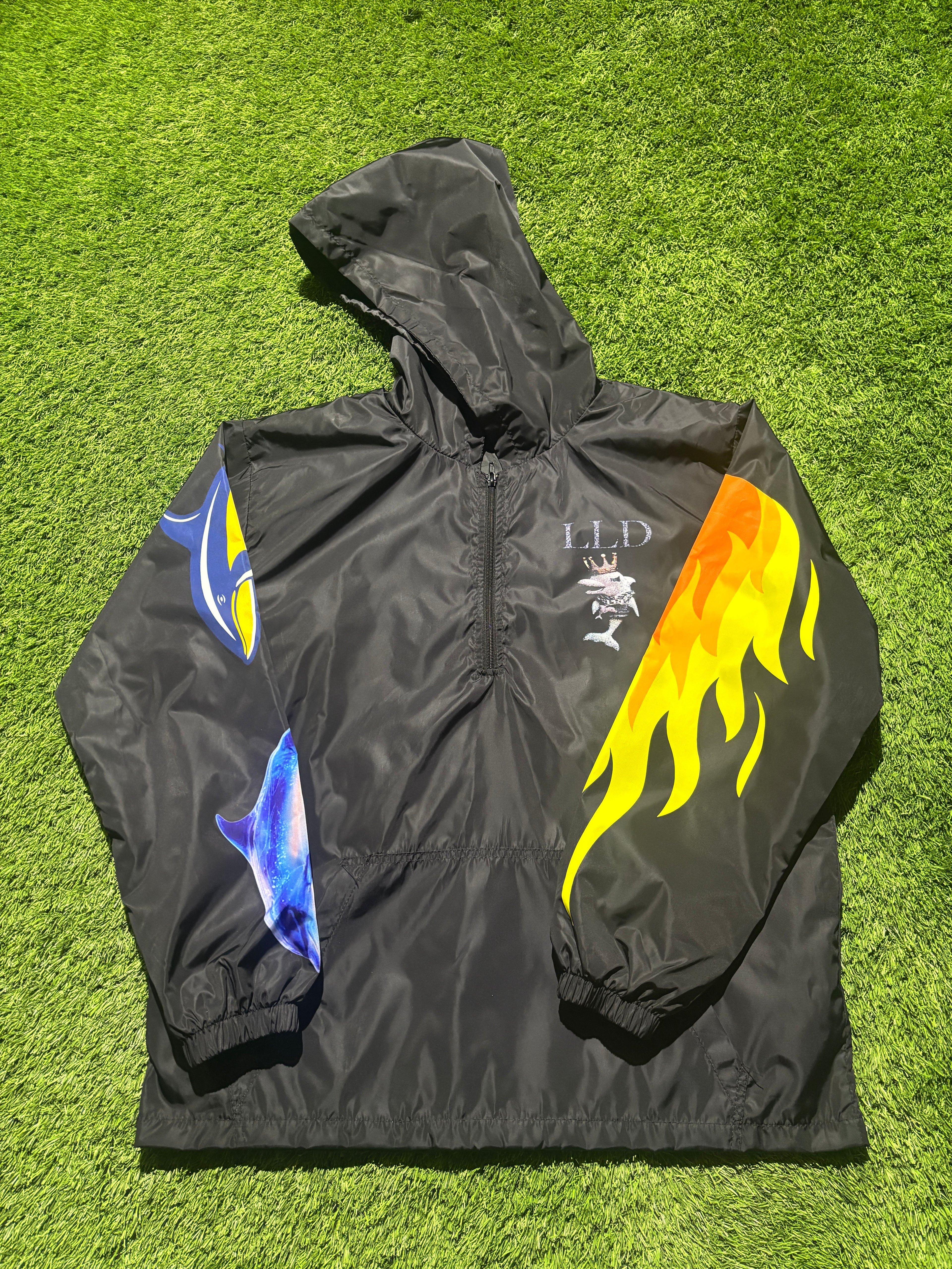 Dolphin/Flame & Car Graphic Windbreaker