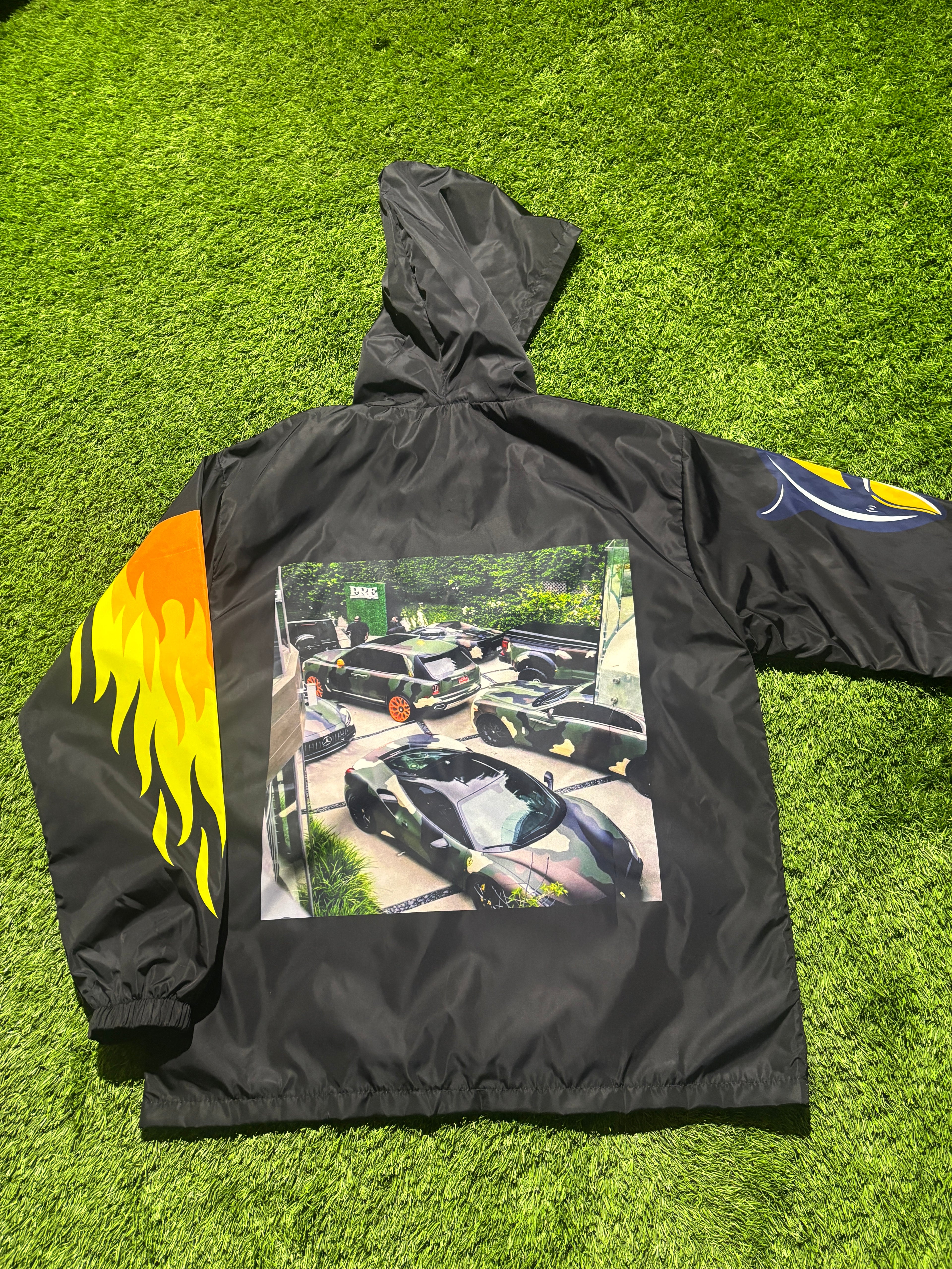 Dolphin/Flame & Car Graphic Windbreaker