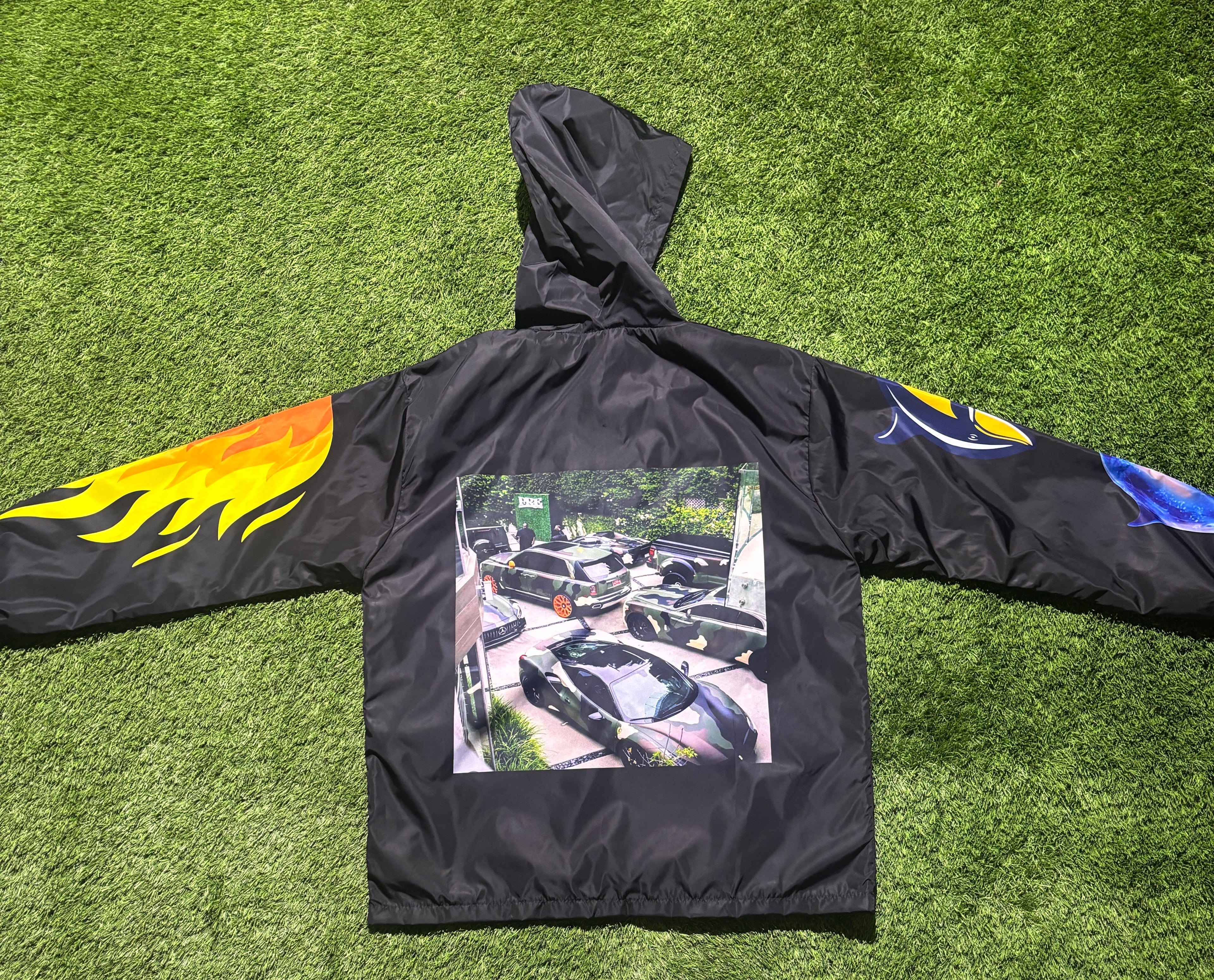 Dolphin/Flame & Car Graphic Windbreaker