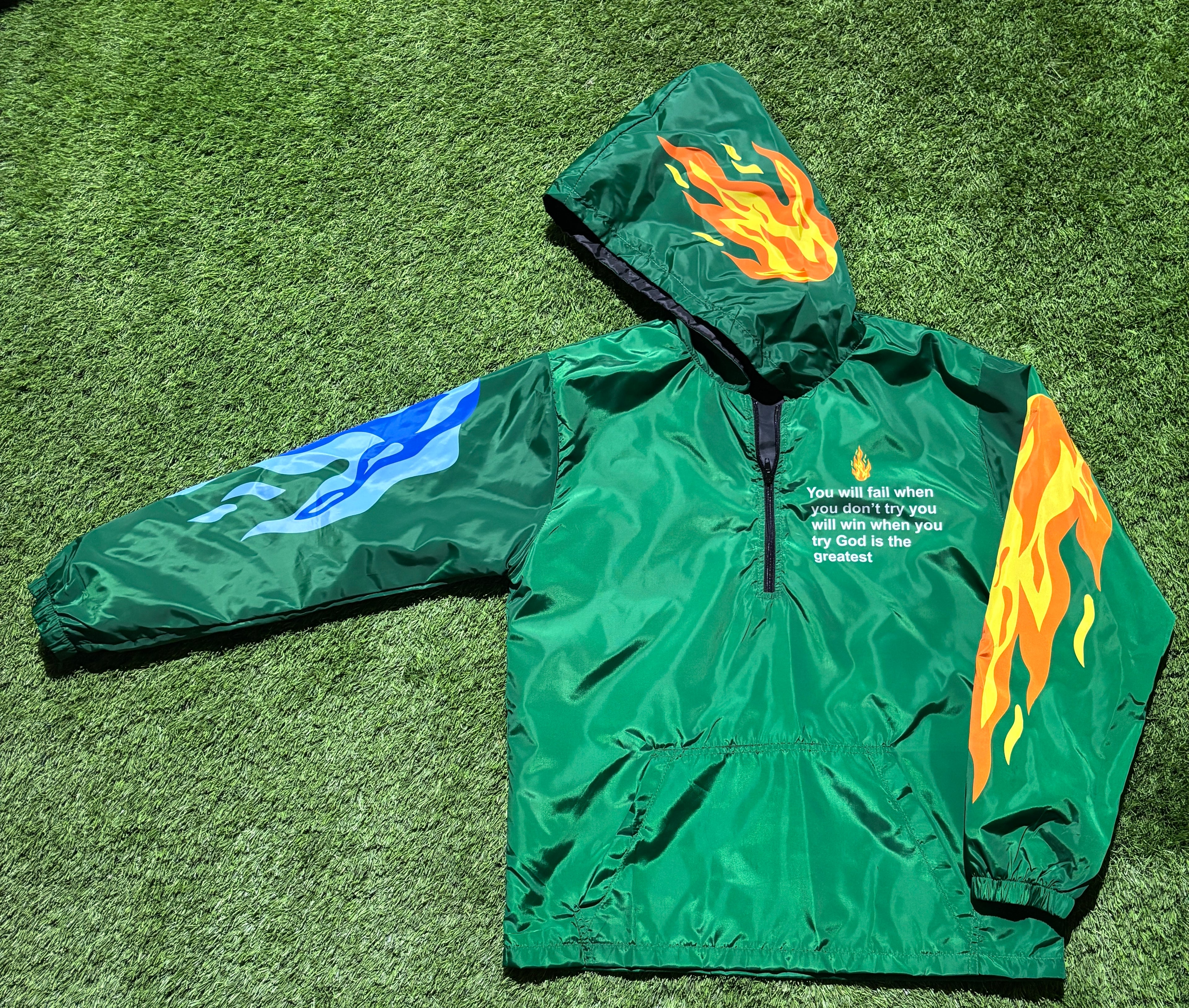 Green Flame & Andrew Tate graphic Windbreaker