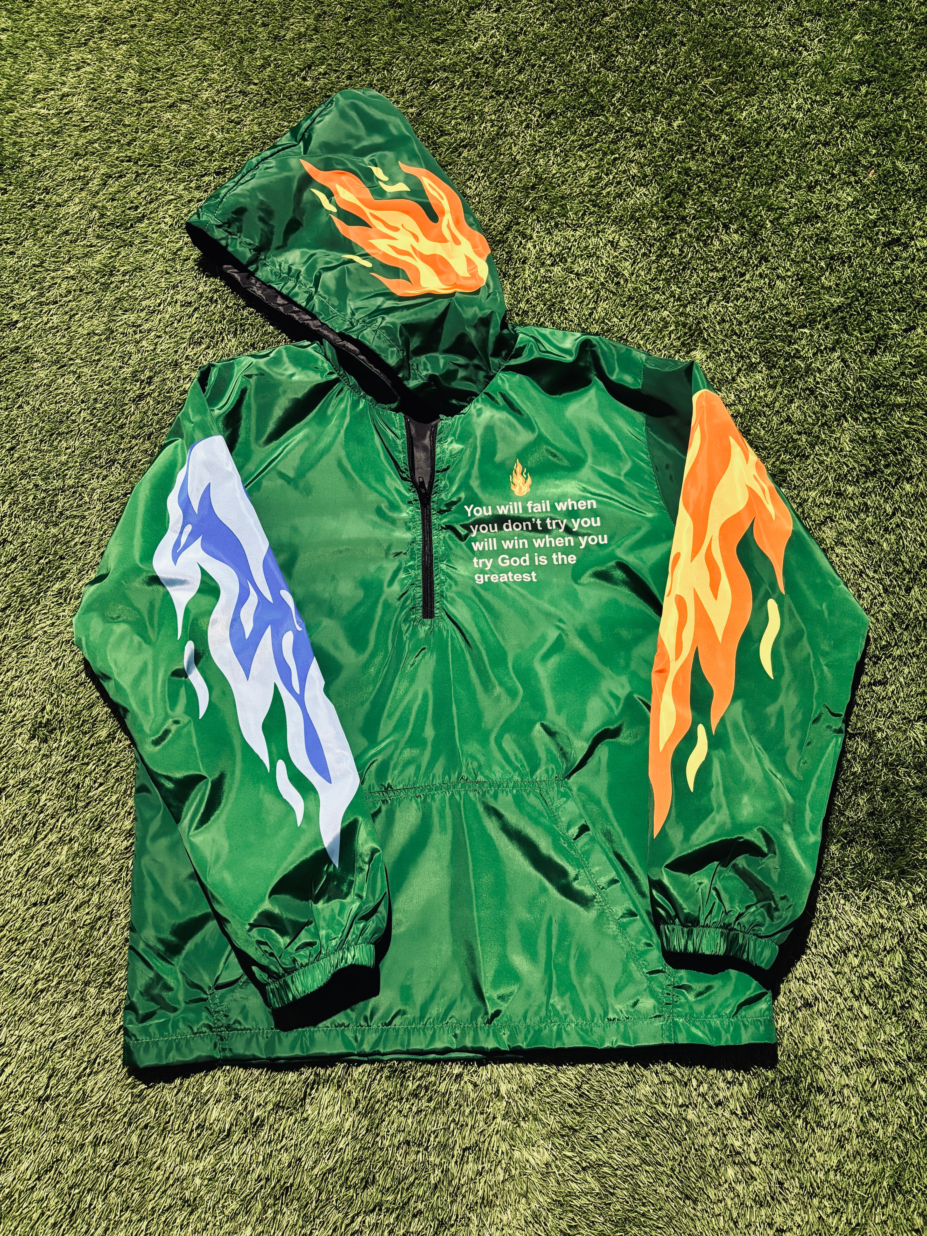 Green Flame & Andrew Tate graphic Windbreaker