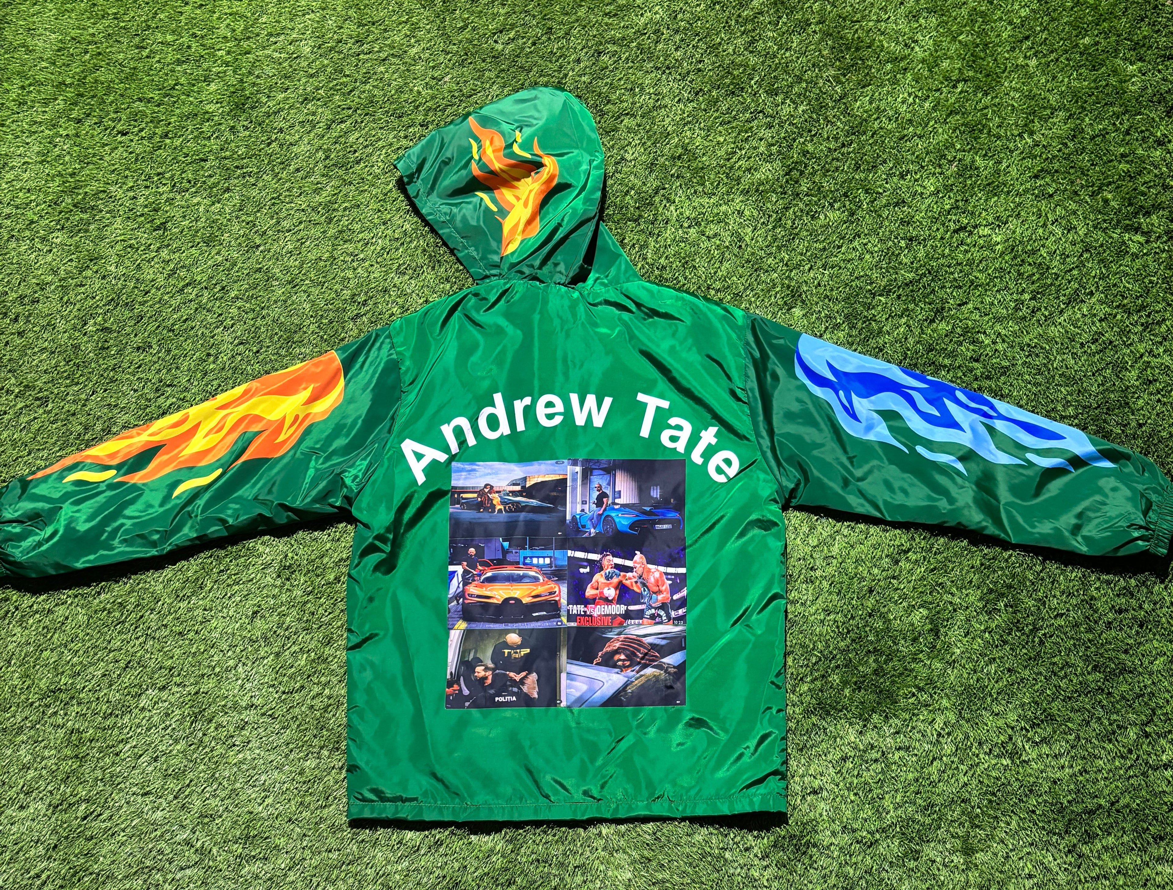 Green Flame & Andrew Tate graphic Windbreaker
