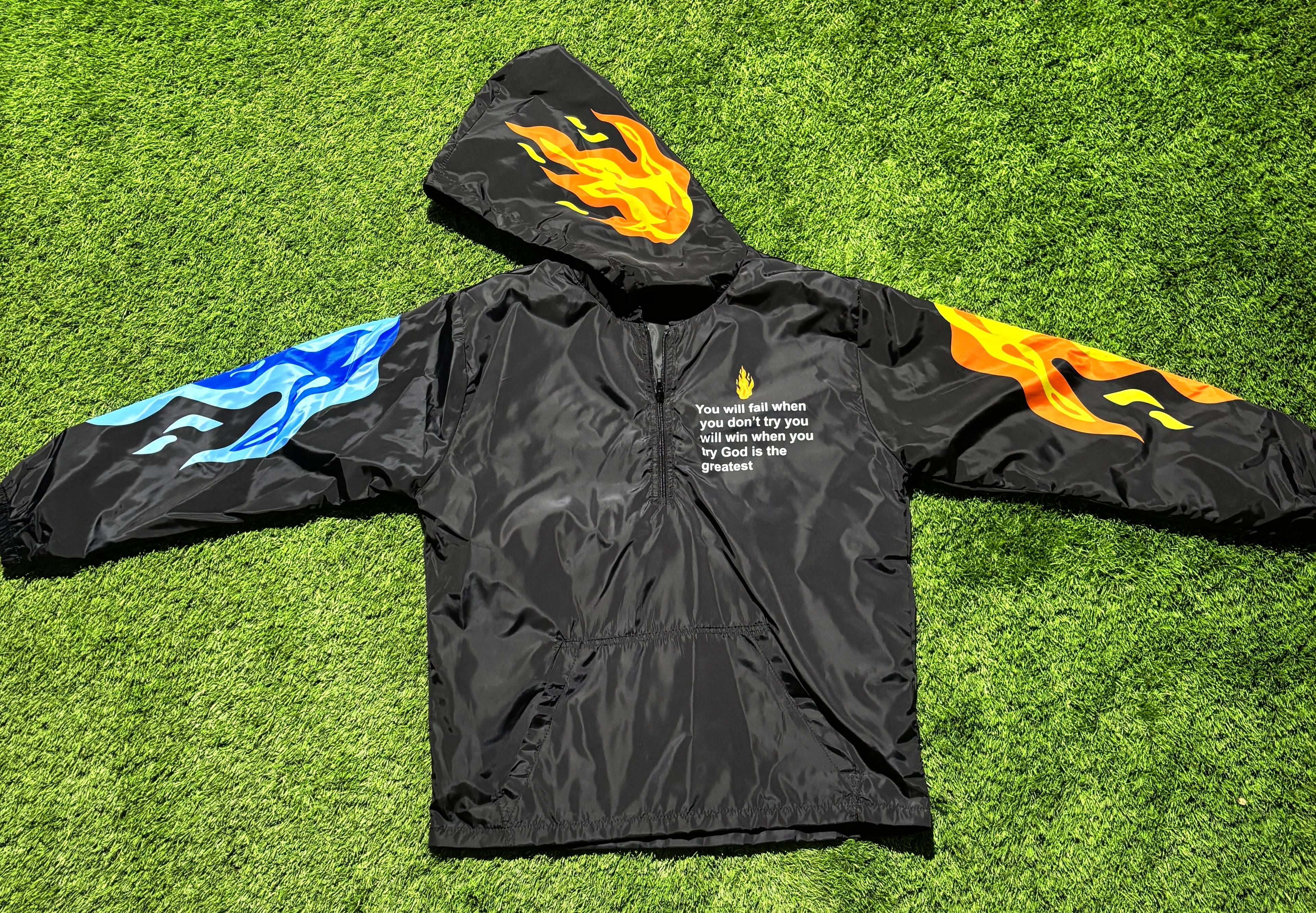 Black Flame & Andrew Tate graphic Windbreaker