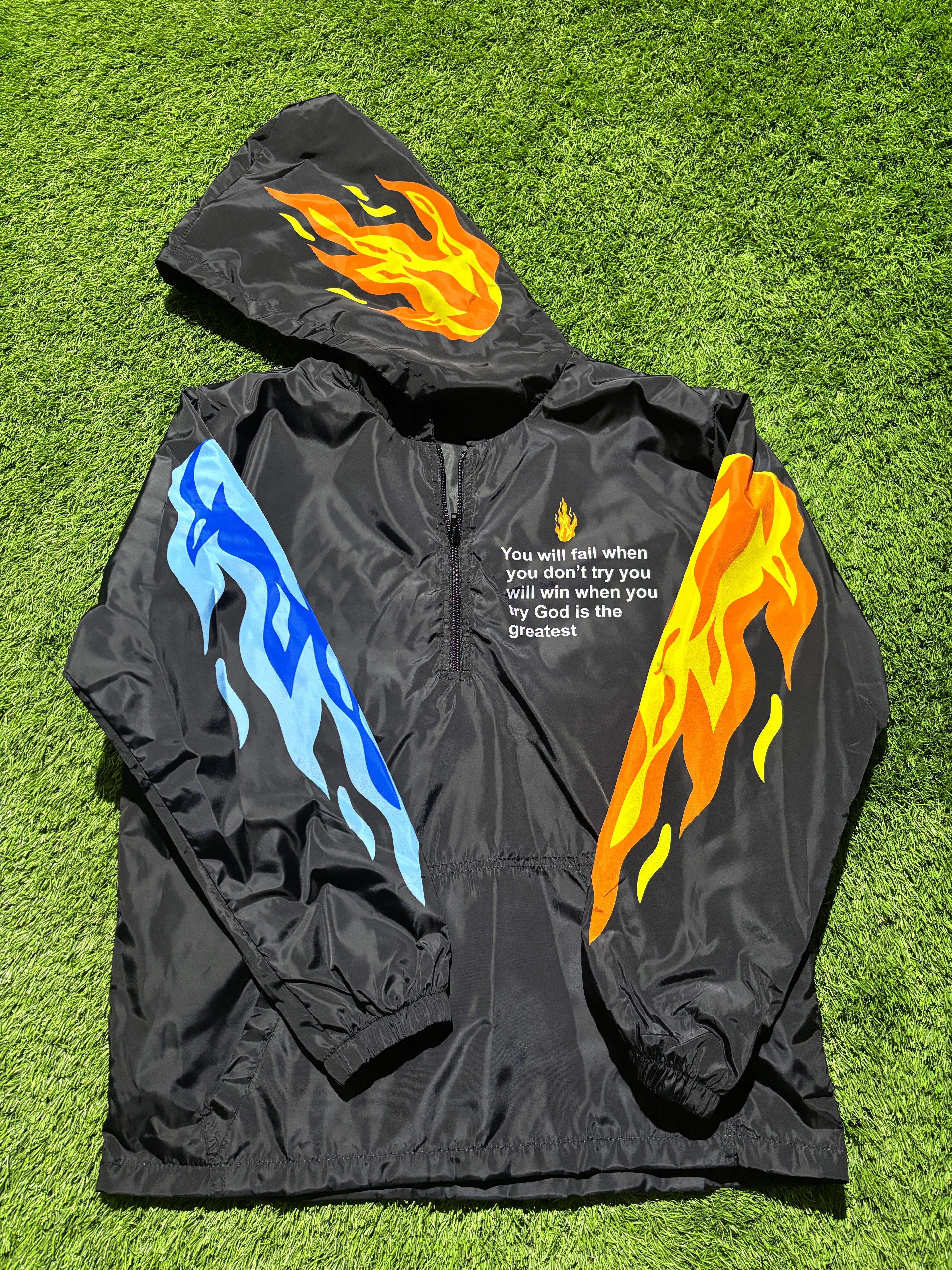 Black Flame & Andrew Tate graphic Windbreaker
