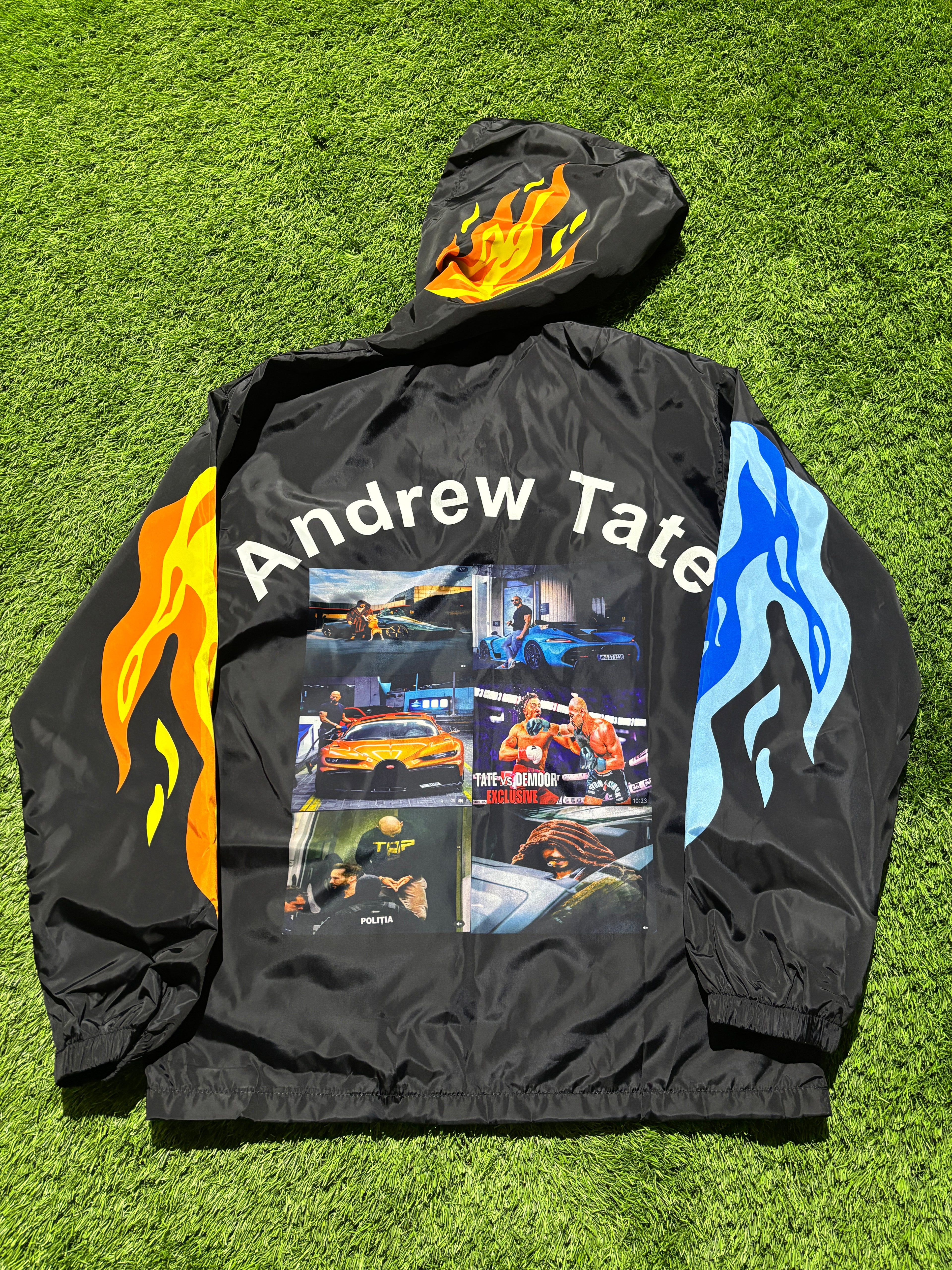 Black Flame & Andrew Tate graphic Windbreaker