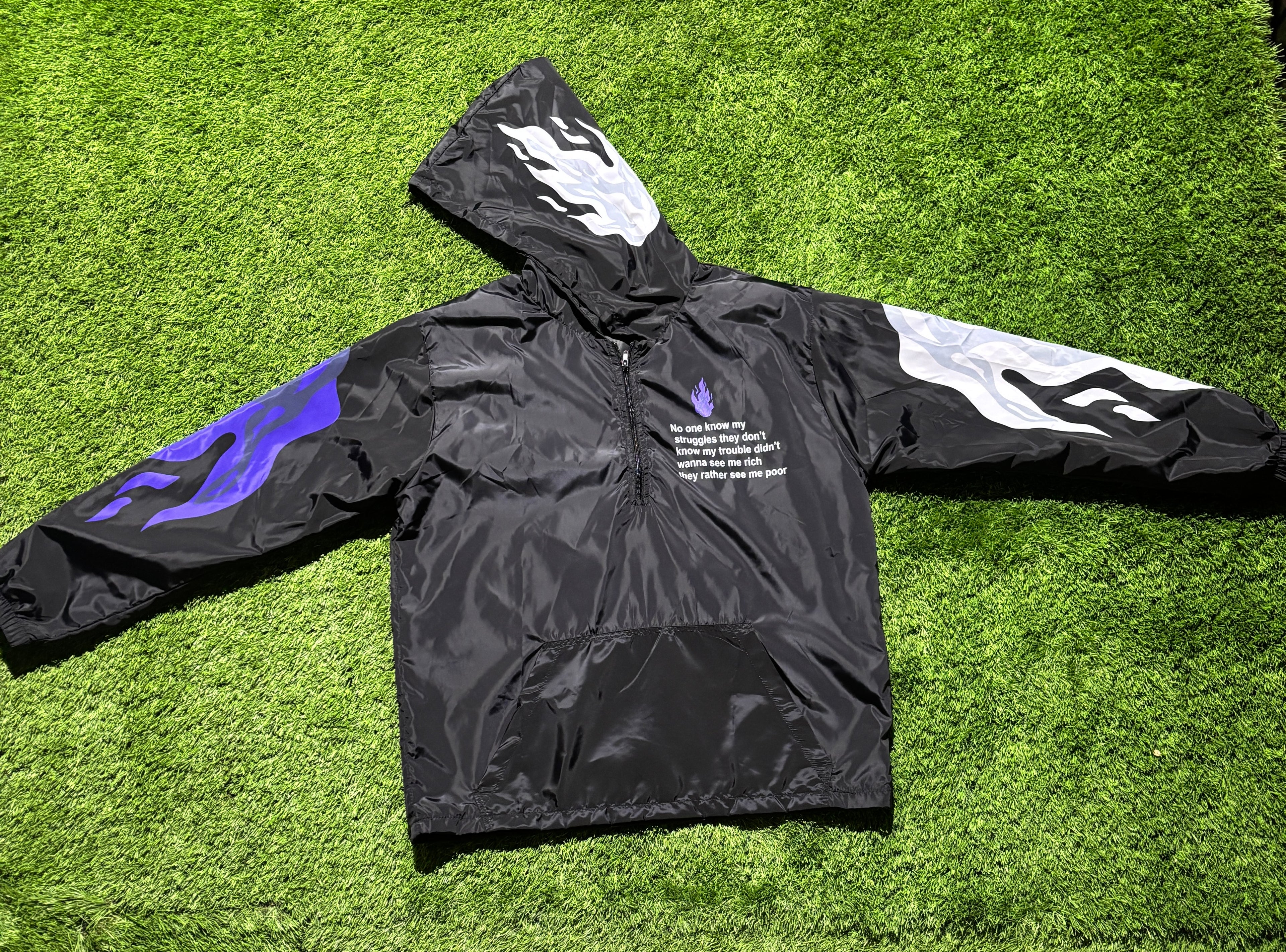 (Black) White/Purple Flames with Graphic Windbreaker