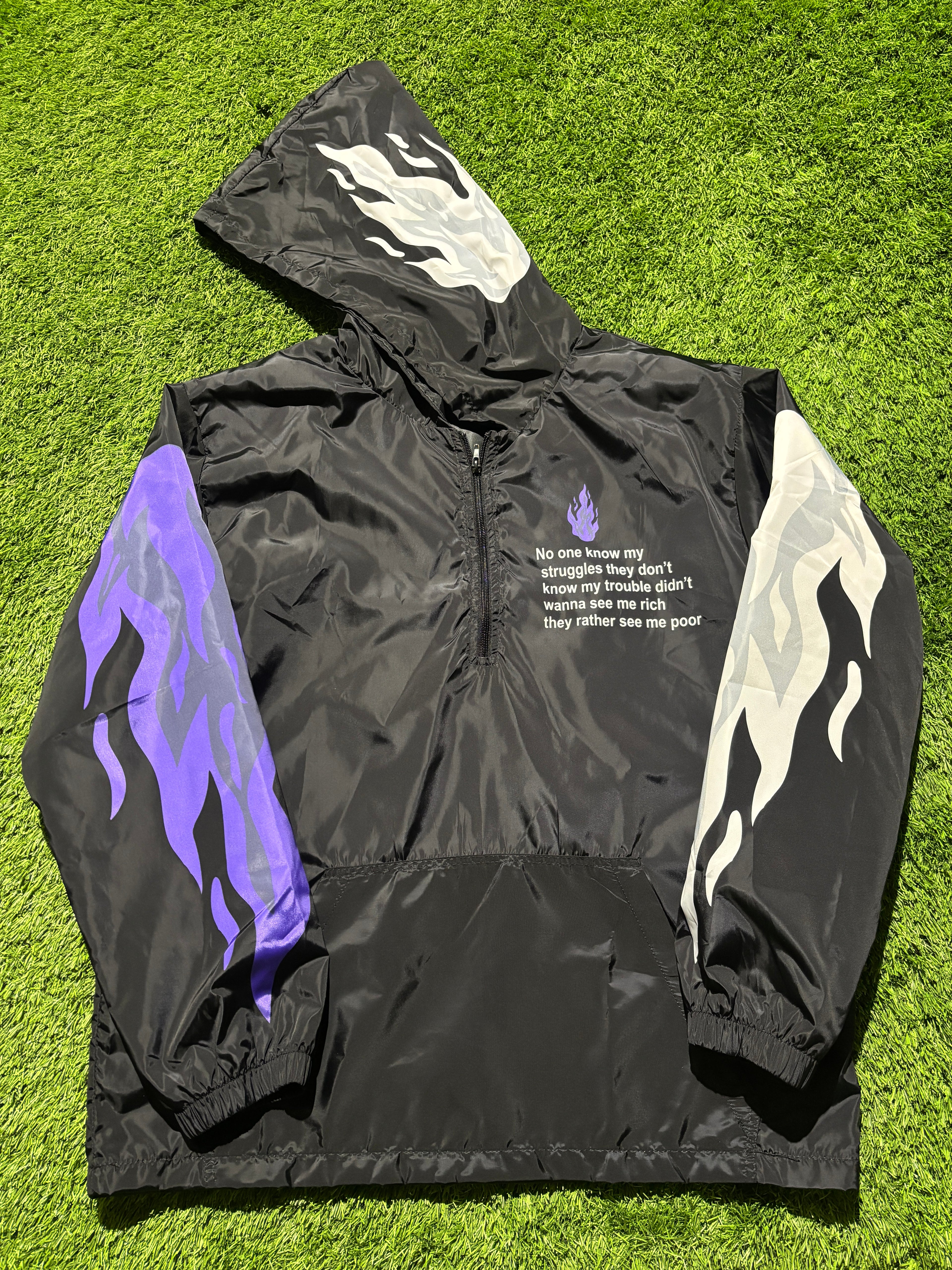 (Black) White/Purple Flames with Graphic Windbreaker