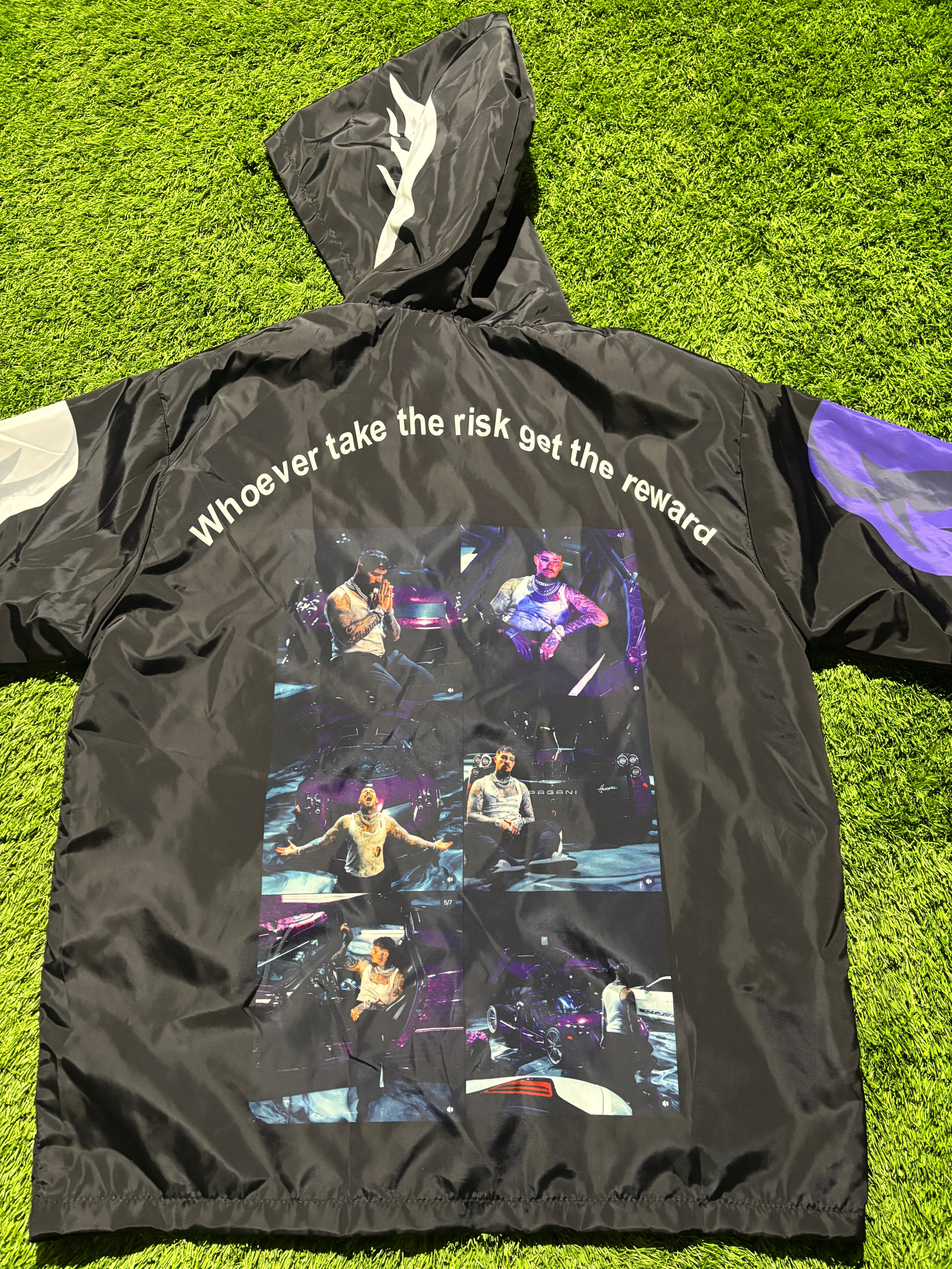 (Black) White/Purple Flames with Graphic Windbreaker