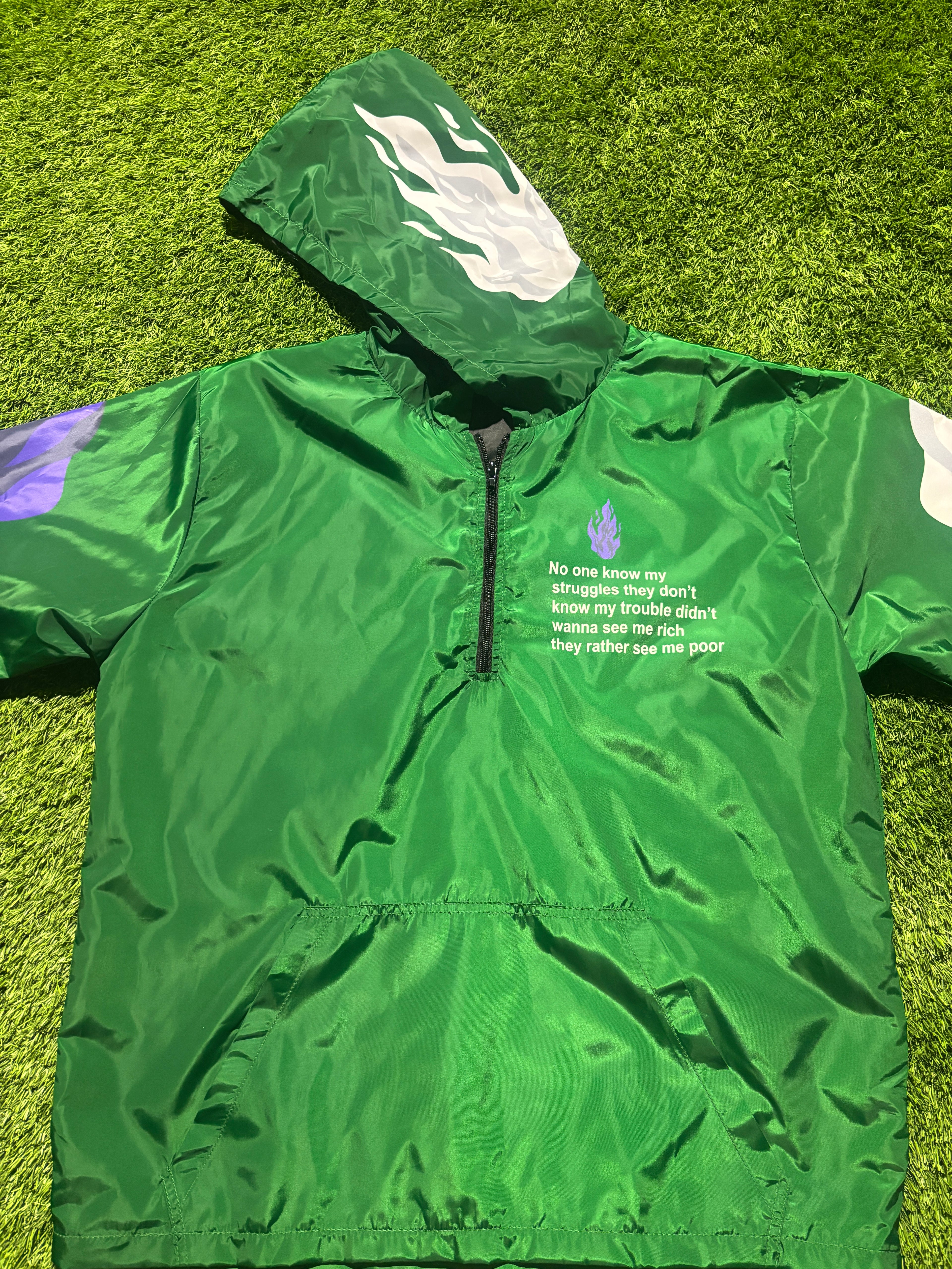 (Green) White/Purple Flames with Graphic Windbreaker