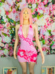 Floral Print V-neck, Backless Slim Dress