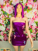 Purple Cross Pattern Leather Dress