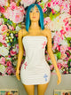 White Cross Pattern Leather Dress