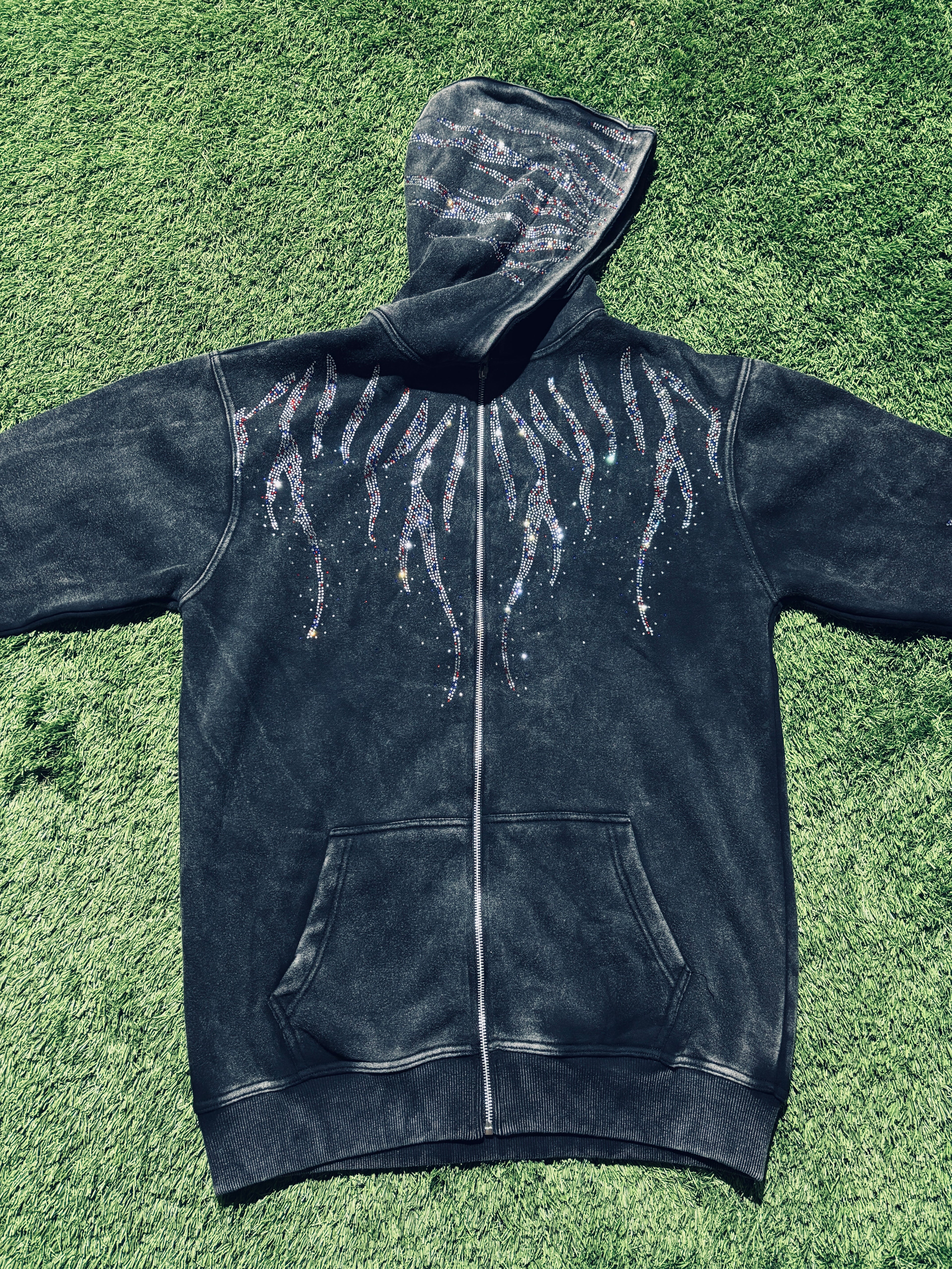 Black Rhinestone jacket with graphic on the back