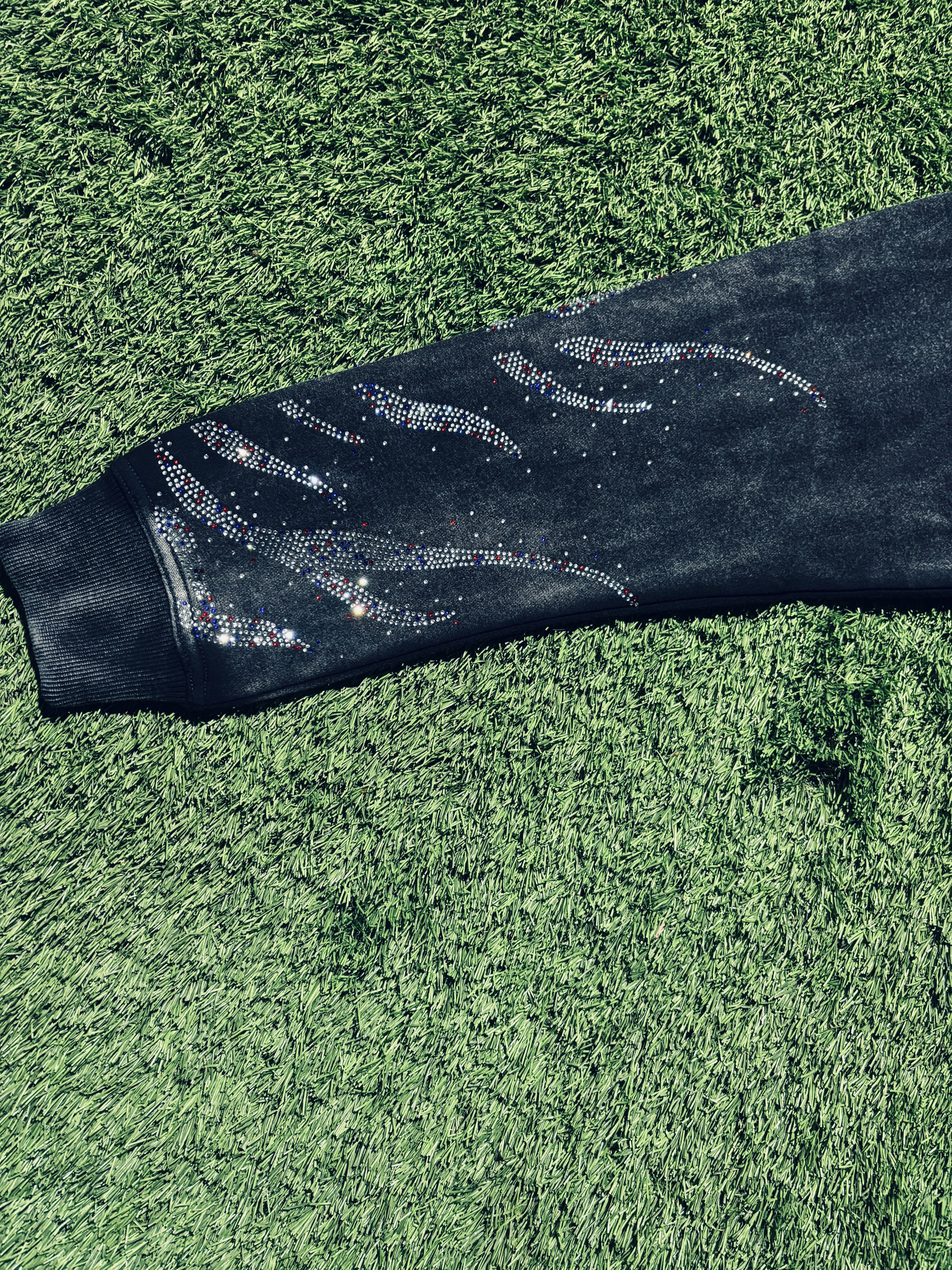 Black Rhinestone jacket with graphic on the back