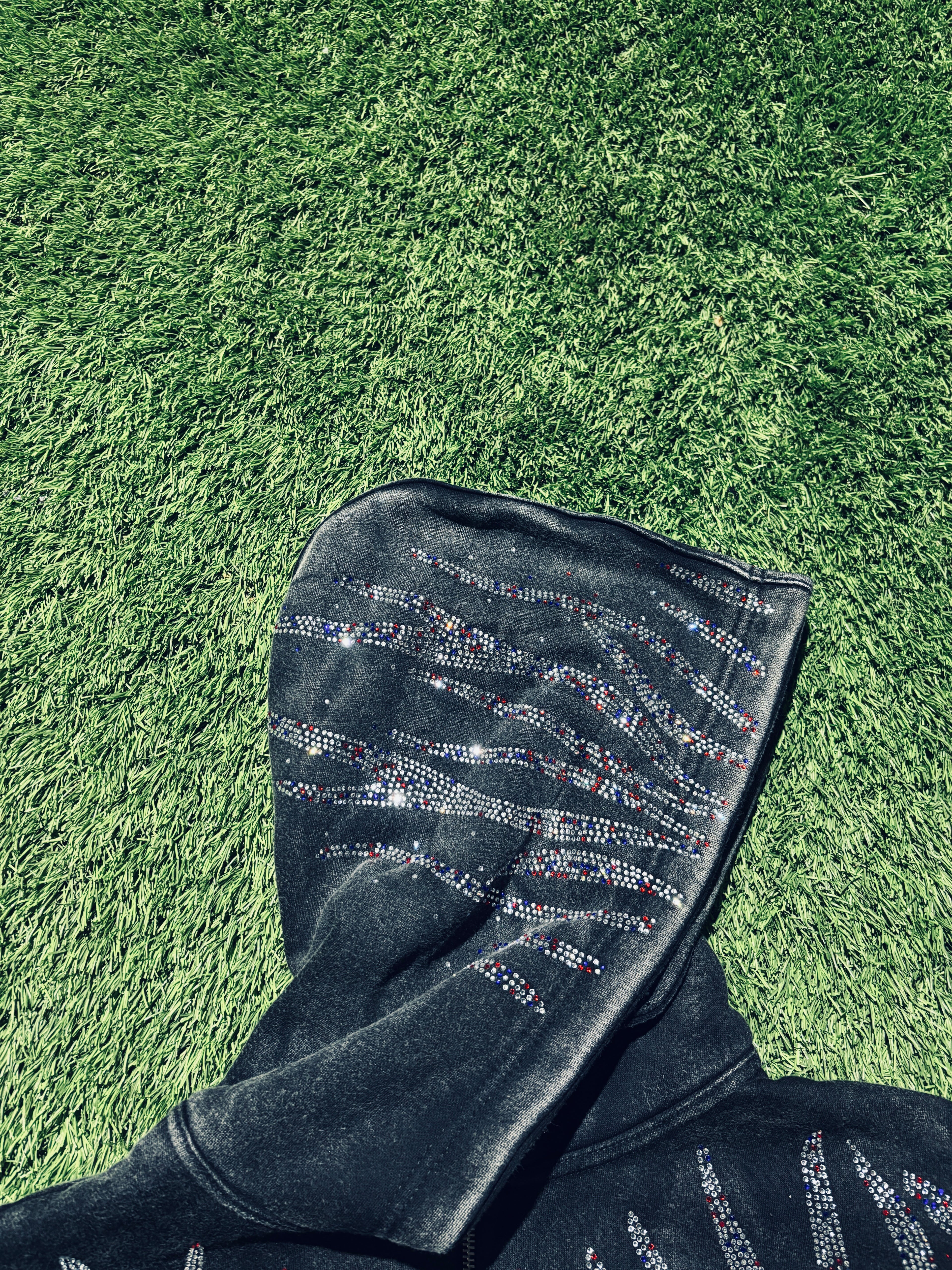 Black Rhinestone jacket with graphic on the back