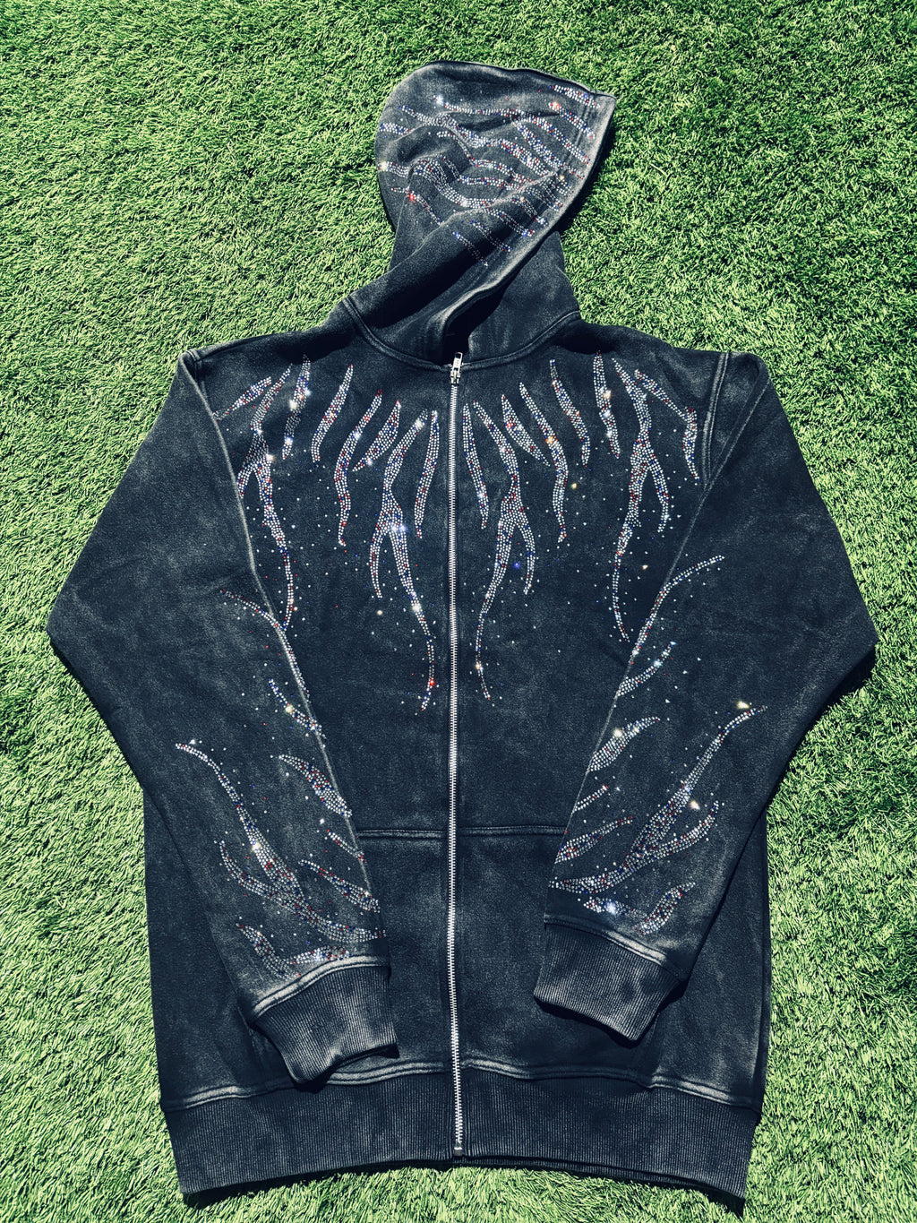 Black Rhinestone jacket with graphic on the back