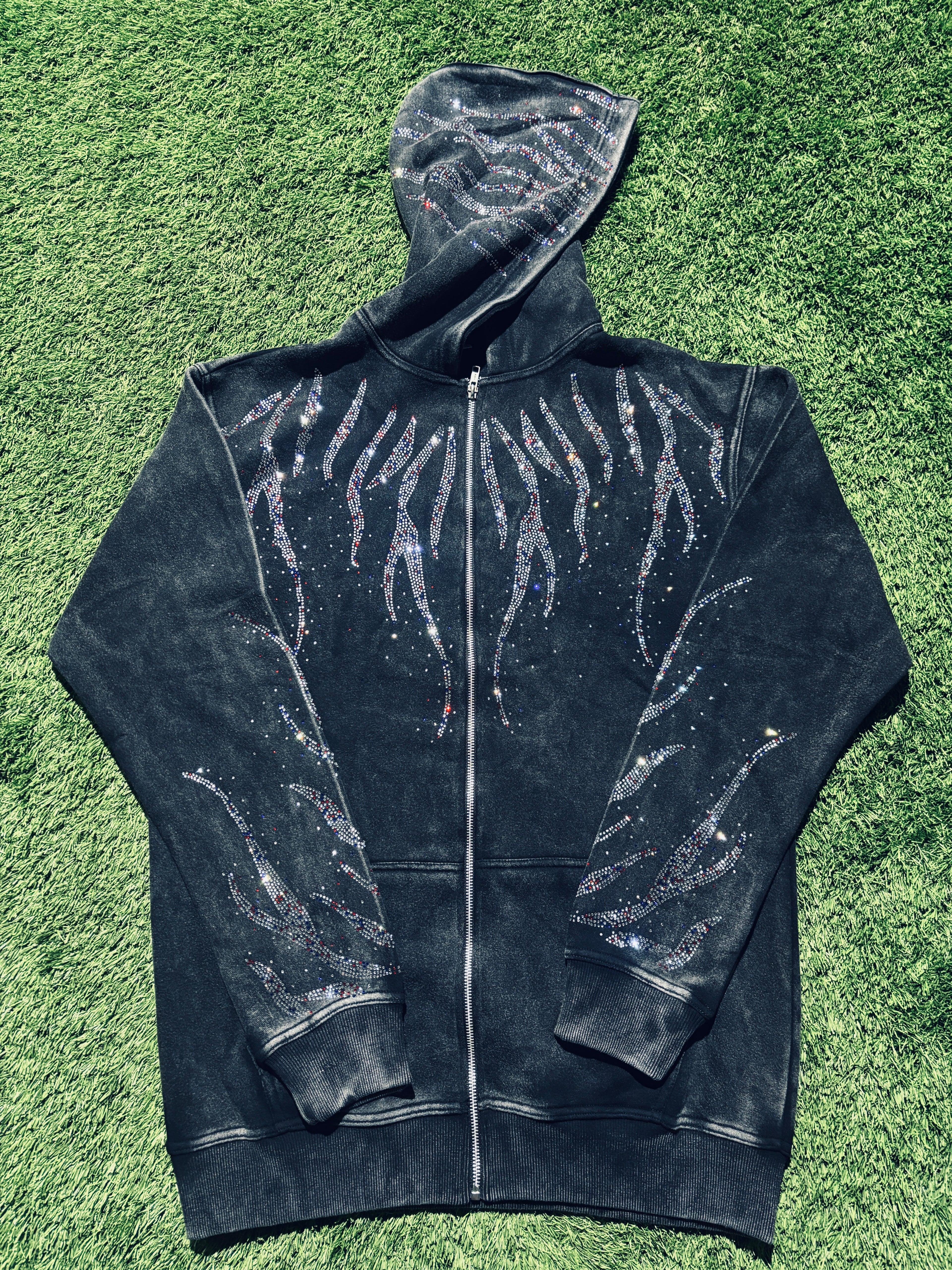 Black Rhinestone jacket with graphic on the back