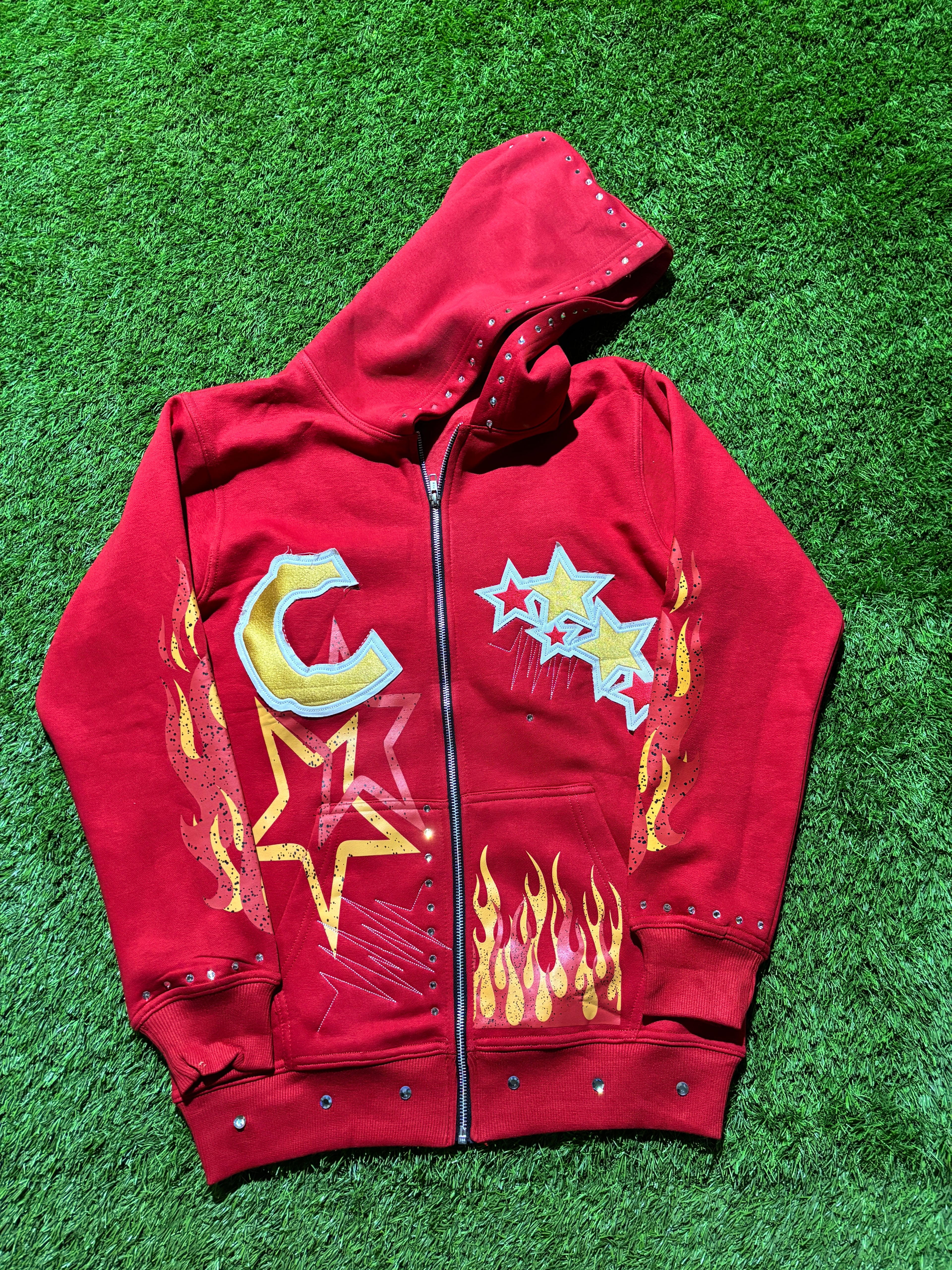 Base Red, with  Red & Yellow star designed jacket