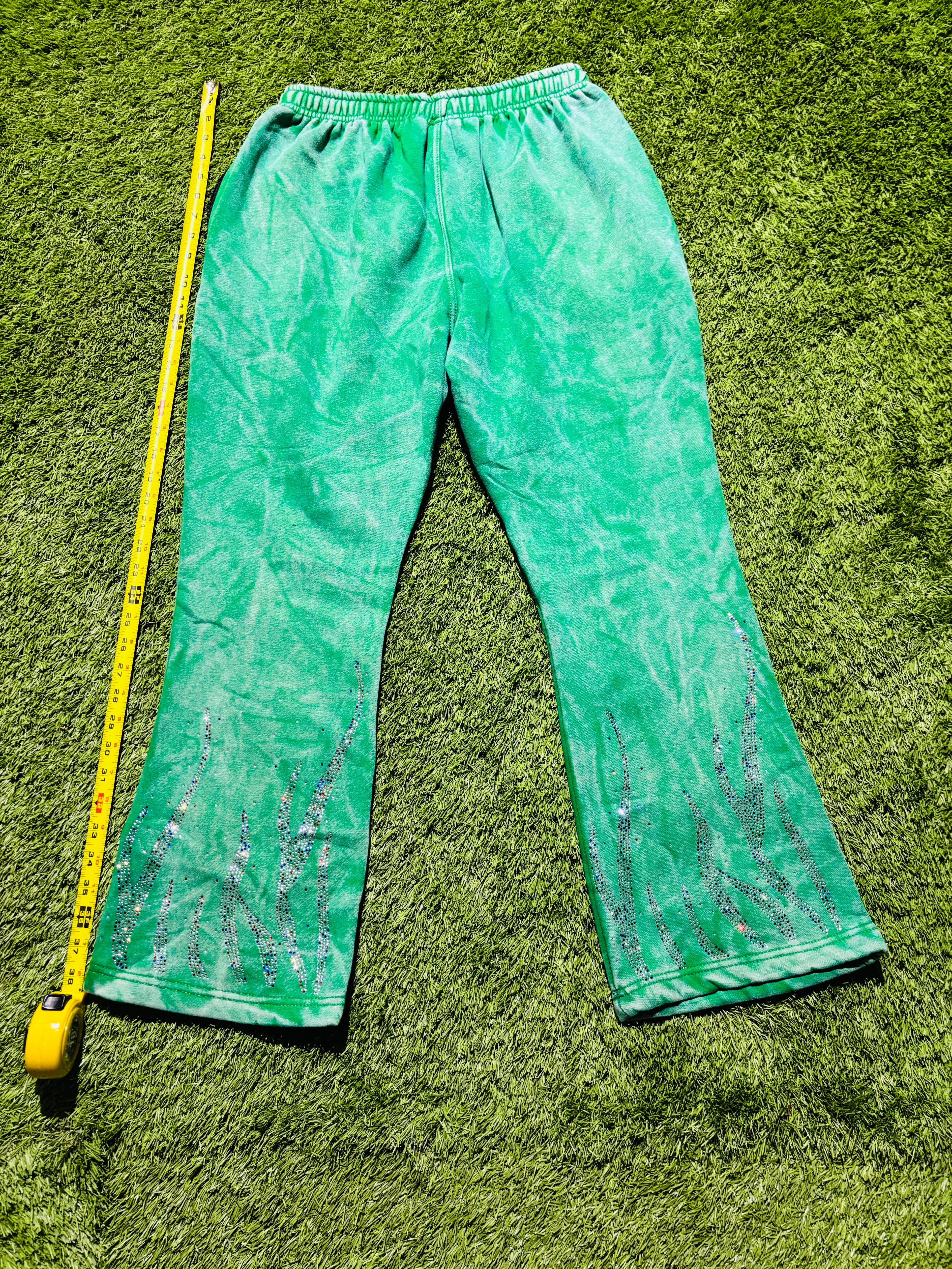 Green Rhinestone sweatpants